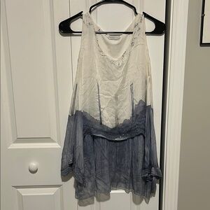 Made in Italy Hand Dyed Sleeveless Silk Blouse Lightweight With Sequins